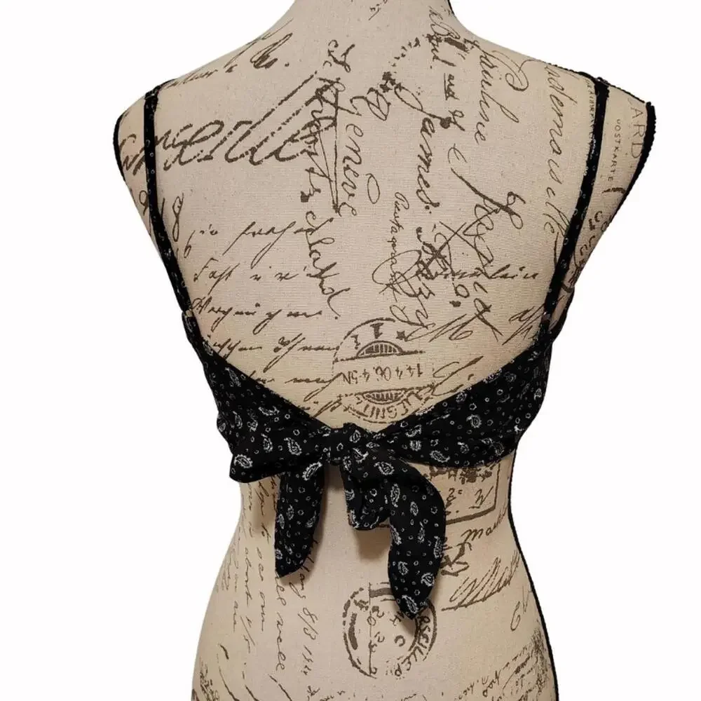 LA Hearts Black and White Paisley Bandana Top Size Small - Summer Y2K Style - Picture 4 of 5